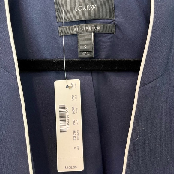 NWT J. Crew Navy and White Tipped Blazer in Italian Wool - Picture 5 of 5